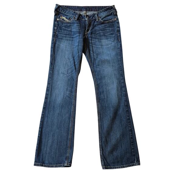 Ariat Ruby Jeans Women 30R Whipstitch Pocket Low Rise Bootcut Blue Denim Western - Picture 1 of 11